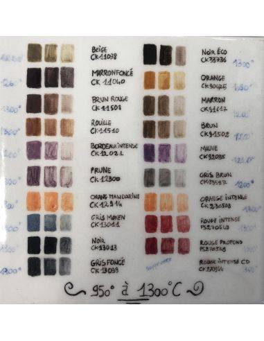 PALETTE SERIE CK - oxyde plus ou moins dilué à l'eau de droite à gauche