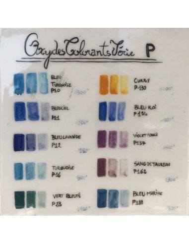 PALETTE SERIE P - oxyde plus ou moins dilué à l'eau de droite à gauche