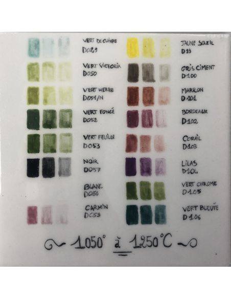 PALETTE SERIE D - oxyde plus ou moins dilué à l'eau de droite à gauche