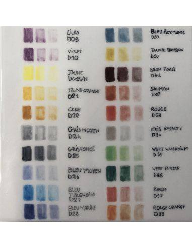 PALETTE SERIE D - oxyde plus ou moins dilué à l'eau de droite à gauche