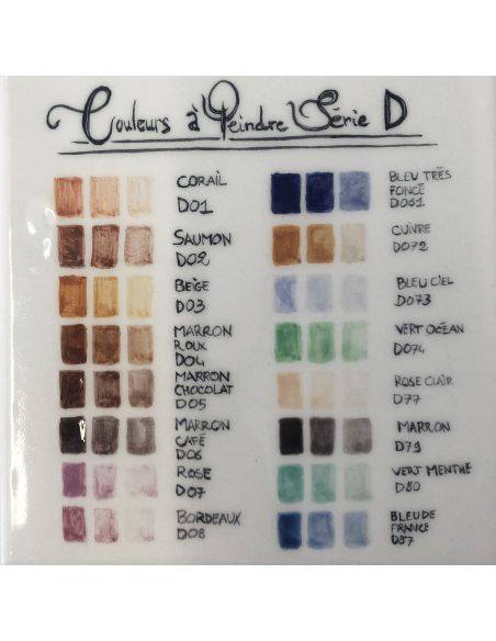 PALETTE SERIE D - oxyde plus ou moins dilué à l'eau de droite à gauche