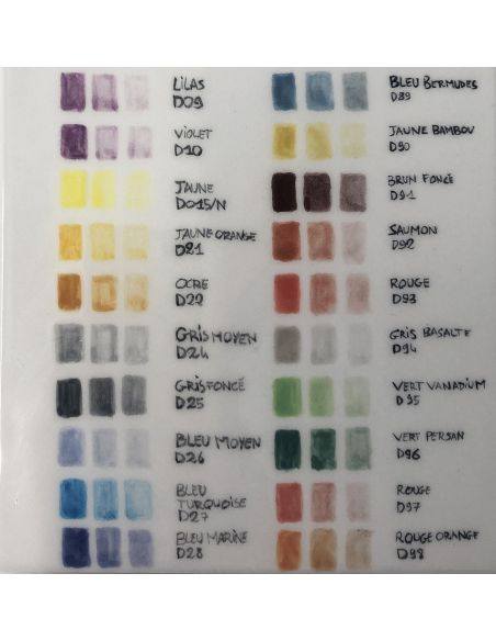 PALETTE SERIE D - oxyde plus ou moins dilué à l'eau de droite à gauche