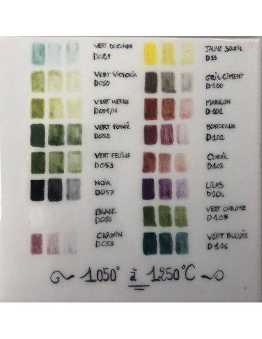 PALETTE SERIE D - oxyde plus ou moins dilué à l'eau de droite à gauche