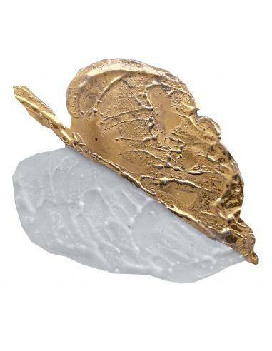 Impression feuille avec blanc relief recouvert partiellement d'or