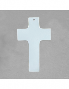 Pendentif croix à suspendre en porcelaine blanche