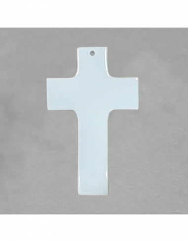 Pendentif croix à suspendre en porcelaine blanche