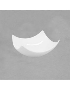 Coupelle en porcelaine blanche carrée aux coins relevés