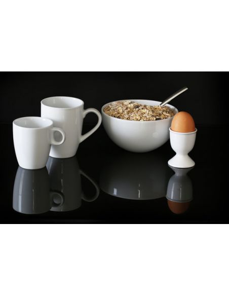 Coquetier sur pied en porcelaine blanche