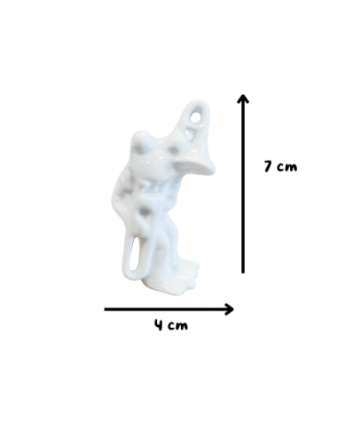 Figurine grenouille trombone en porcelaine