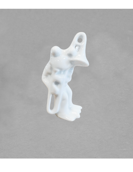 Figurine grenouille trombone en porcelaine