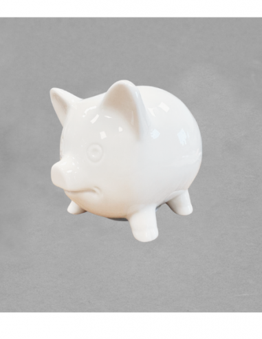 Tirelire cochon en porcelaine blanche