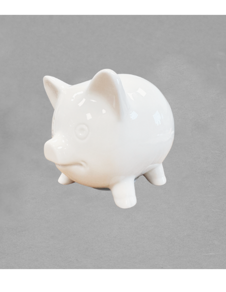 Tirelire cochon en porcelaine blanche