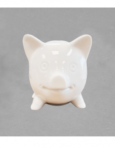 Tirelire cochon en porcelaine blanche 2