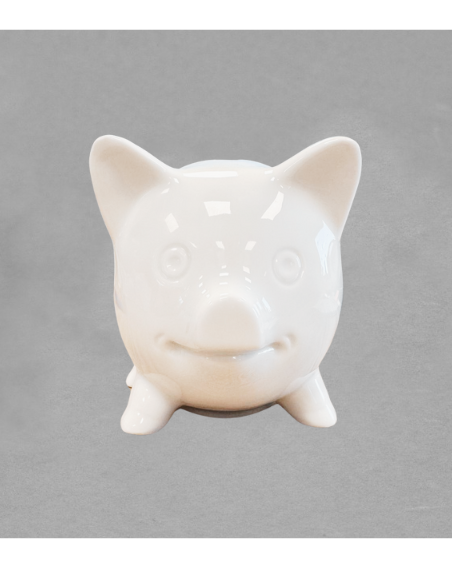 Tirelire cochon en porcelaine blanche