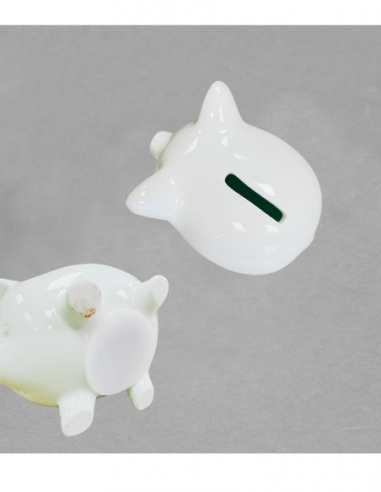 Tirelire cochon en porcelaine blanche