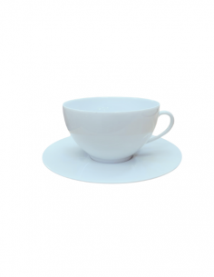 Tasse dejeuner avec soucoupe Orient en porcelaine blanche...
