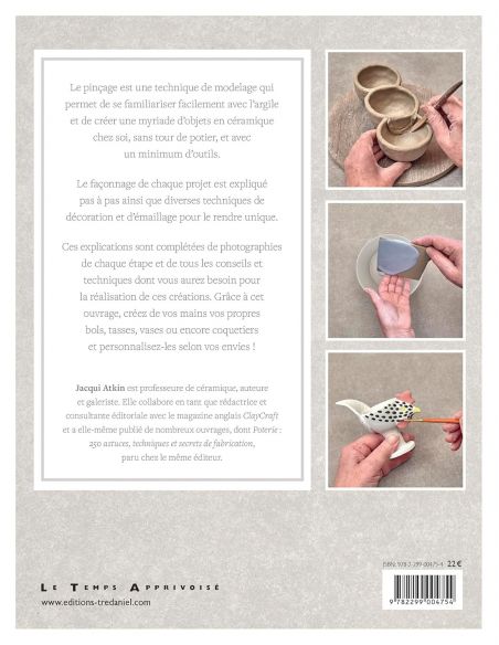 Livre "Pots pincés - 35 superbes projets en céramique à façonner à la main" de Jacqui Atkin