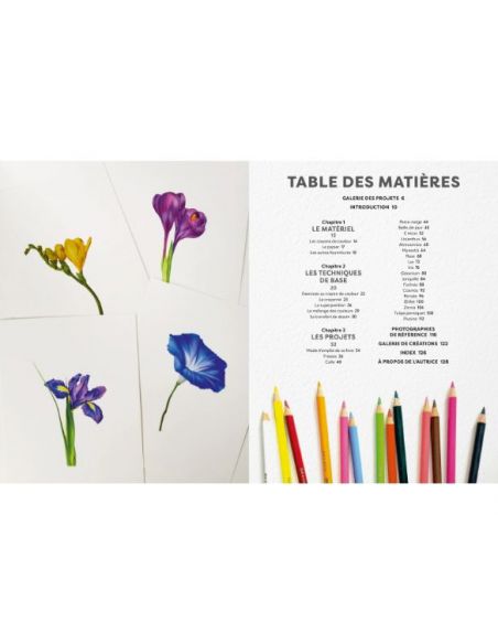 Livre "Fleurs au crayon de couleur" de Sun-Kyong Clifford