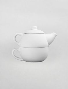 Théière et tasse égoïste | Biscuit de faïence