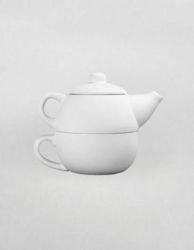 Théière et tasse égoïste | Biscuit de faïence