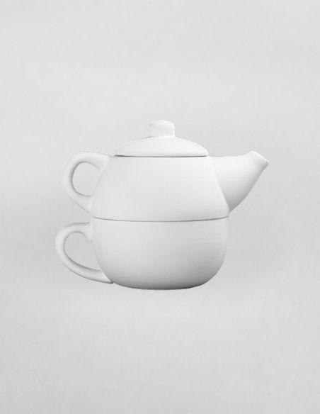 Théière et tasse égoïste | Biscuit de faïence
