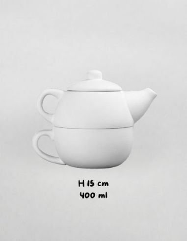 Théière et tasse égoïste | Biscuit de faïence