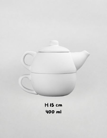 Théière et tasse égoïste | Biscuit de faïence