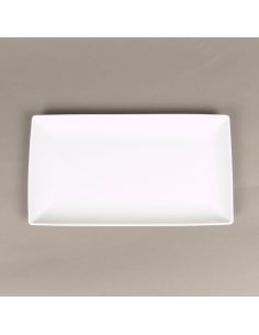 Plat de présentation rectangulaire en porcelaine blanche