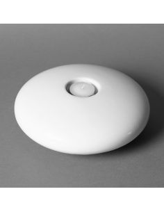 Bougeoir galet 20cm avec bougie en porcelaine blanche