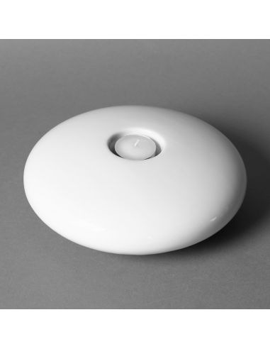 Bougeoir galet 20cm avec bougie en porcelaine...