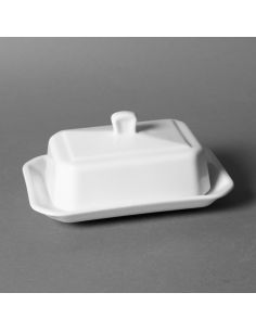 Beurrier rectangle en porcelaine blanche