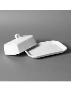 Beurrier rectangle en porcelaine blanche 2