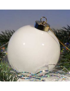 Boule de Noël 8 cm de diamètre en porcelaine blanche