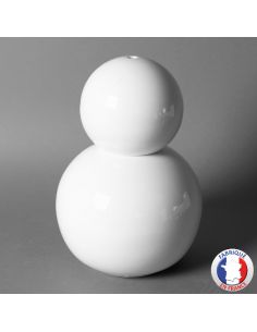Pied de lampe double boule en porcelaine blanche de Limoges