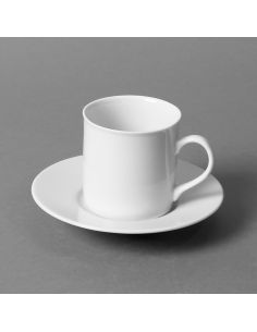 Tasse à café avec soucoupe Cairo en porcelaine blanche