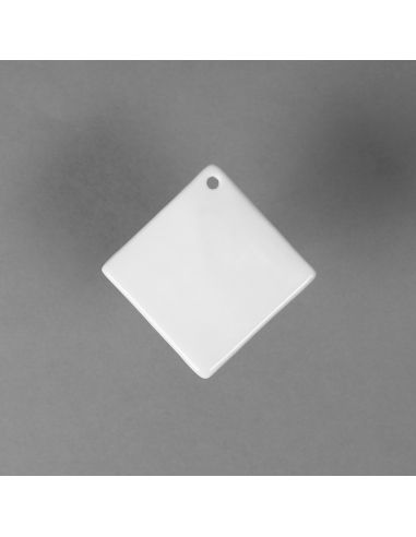 Pendentif losange en porcelaine blanche