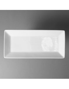 Plat à cake Ming rectangulaire 32 cm en porcelaine blanche