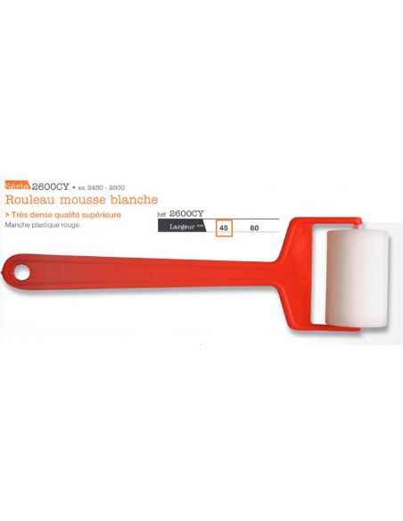 ROULEAU MOUSSE TRES DENSE MANCHON PLASTIQUE DIAMETRE 45MM